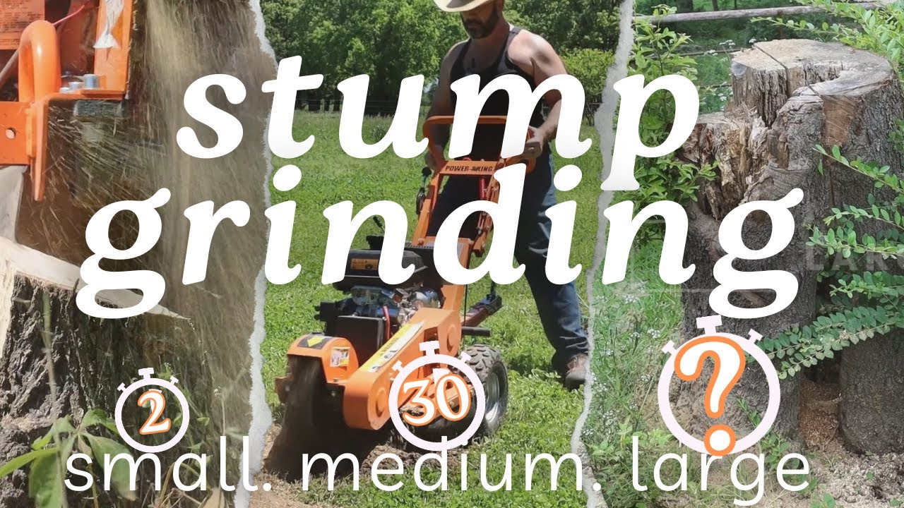 Stump Grinding - How Long Does it Take?  Using Our Power King Stump Grinder On Different Size Stumps