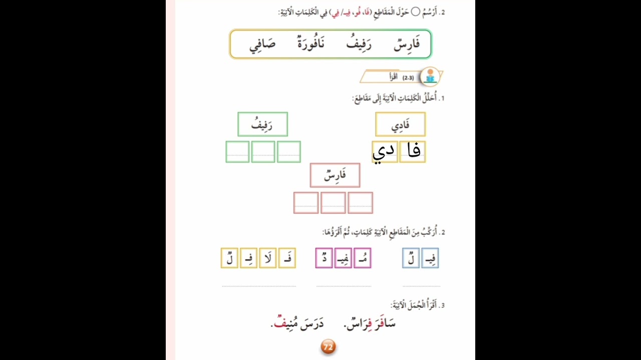 الصف الأول اللغة العربية الفصل الأول ، حرف الفاء ✅📚