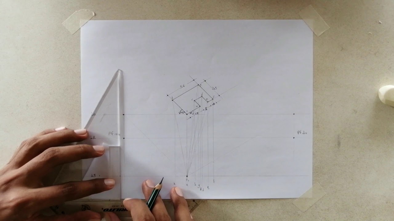 Perspectiva dos puntos de fuga a 45 grados y 30 grados