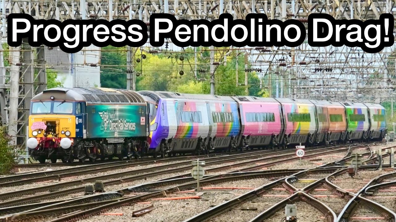 Progress Pendolino Thunderbird DRAG..! 57307 with 390119 plus more LOCOS at work at Crewe!