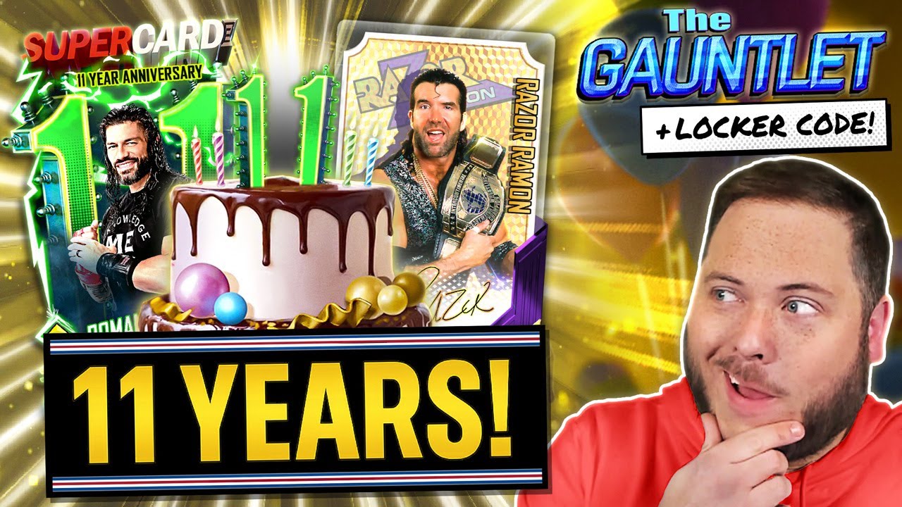 FREE 11th ANNIVERSARY CARDS Begin in WWE SuperCard! SPECIAL CODE & Beating The GAUNTLET!