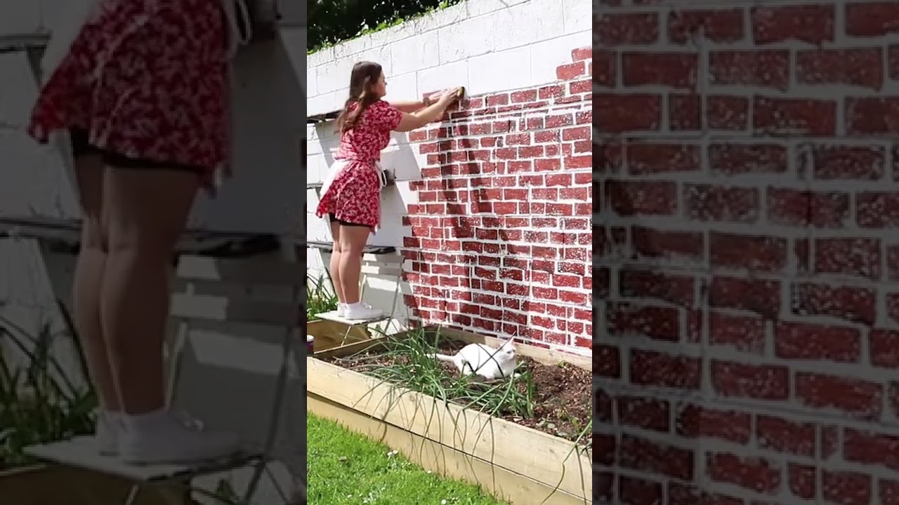 DIY faux brick feature wall