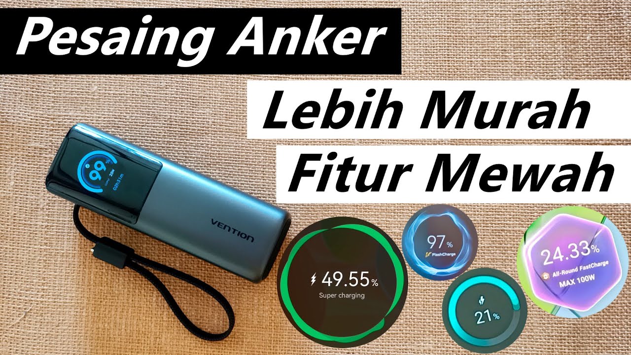 Tes Powerbank Flagship Vention FKF | 165w | 20000mAh | Li-ion 21700 | Laptop | QC AFC PD SFC PPS TWS