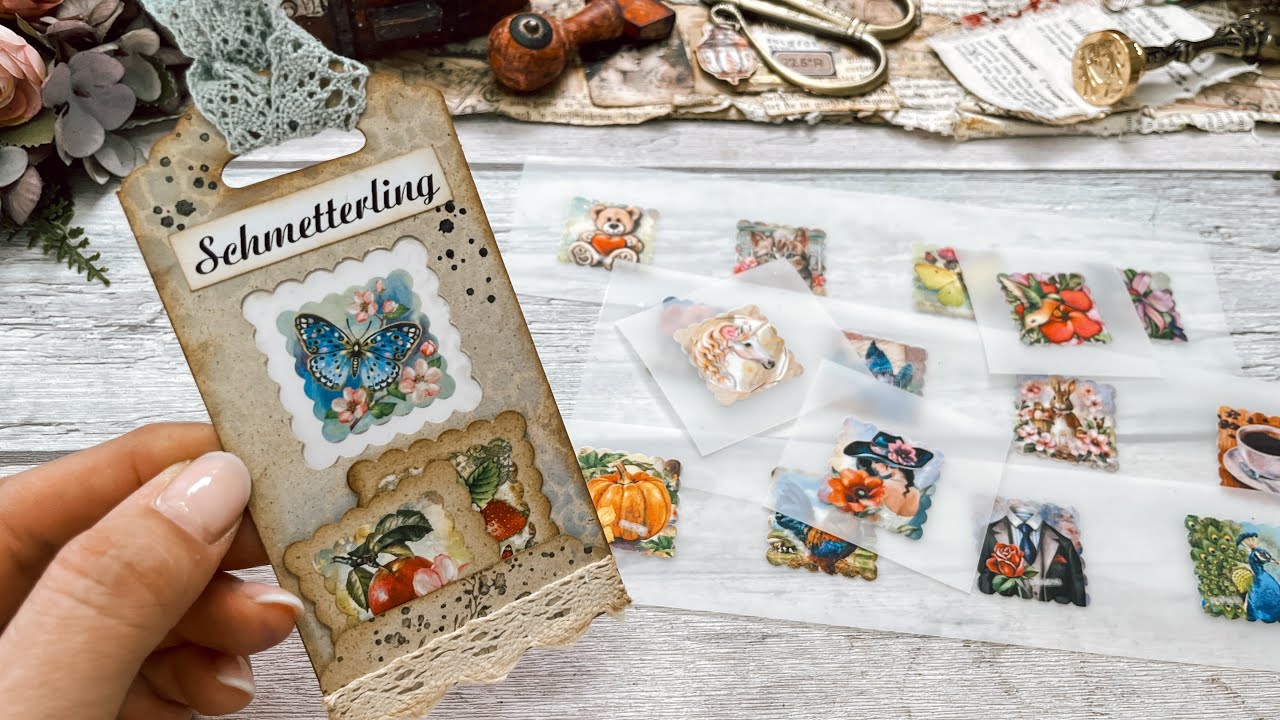 Junk Journal / deutsch / Ideen mit Junk / Doppelseitiger Tag mit Fenster 