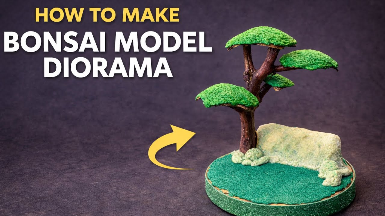 How To Make Bonsai Model Diorama | Easy DIY Miniature Tree Craft