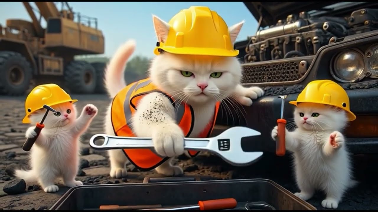 Mama Cat Trims Fur on the Farm and Makes Tiger Hat For Kittens At Home🐾🐯