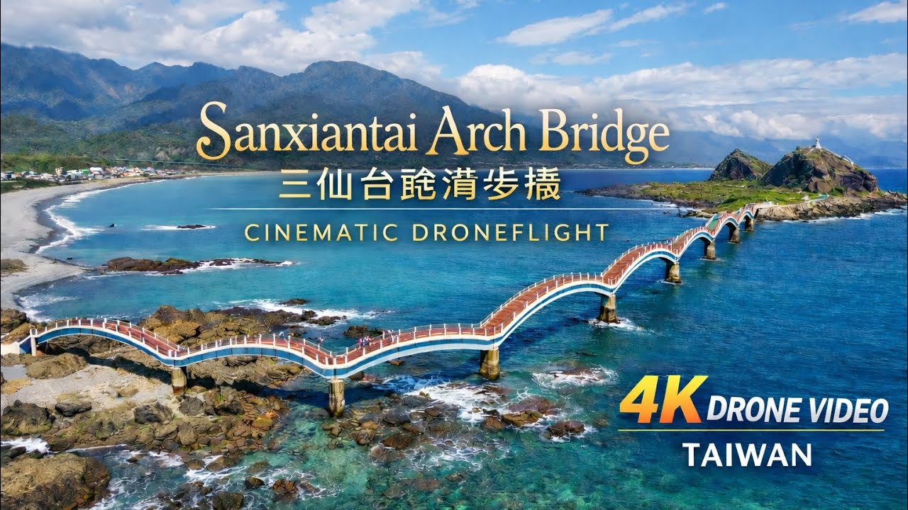 Sanxiantai Arch Bridge, Taiwan 🇹🇼 | Cinematic 4K Drone Flight Over the Pacific 