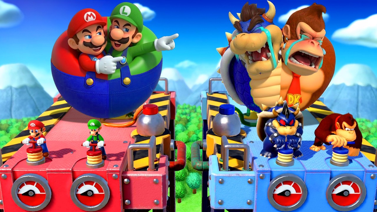 Mario Party Series – All 2vs2 Minigames! Mario & Luigi VS Bowser & Donkey Kong (Master Difficulty)