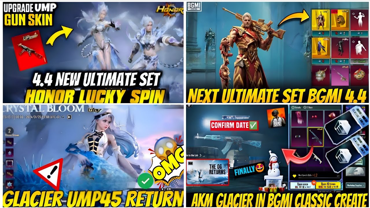 🔴NEXT ULTIMATE SET BGMI 4.4😍| UMP GLACIER RETURN🥶| AKM GLACIER CLASSIC CRATE BGMI🔥| NEXT HONOR SPIN