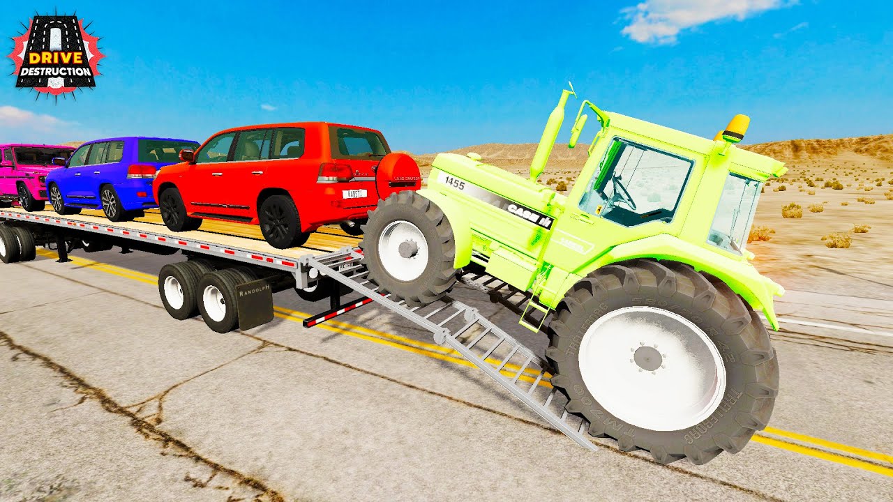 Flatbed Truck Mcqueen | Transportation with Truck - Pothole vs Car #51 - BeamNG Drive