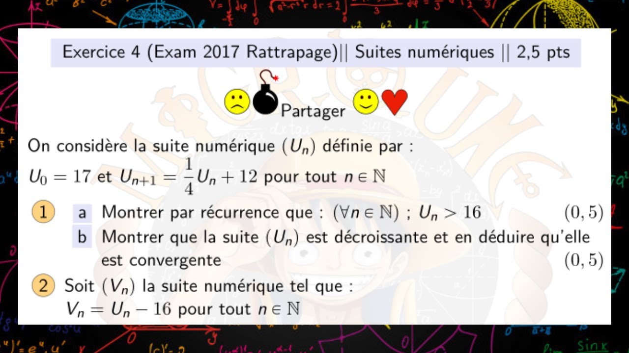 Examen National 2017 — Session De Rattrapage — Les Suites numériques — 2 BAC PC/SVT