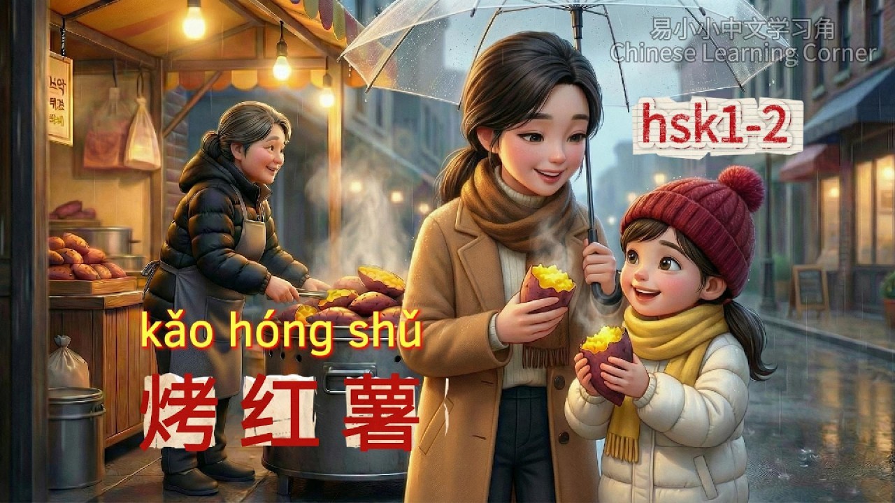 看故事学中文｜烤红薯｜Learning Chinese through Stories｜HSK1-2｜物語で中国語学習#mandarin #learn #hsk #中国語 #汉字之美 #hsk2