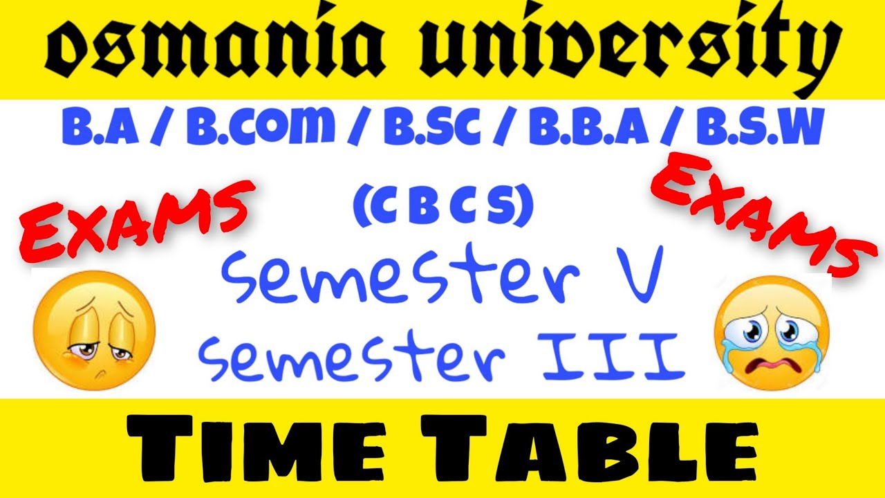 OU Degree 3rd & 5th Semester Exam Time Table
