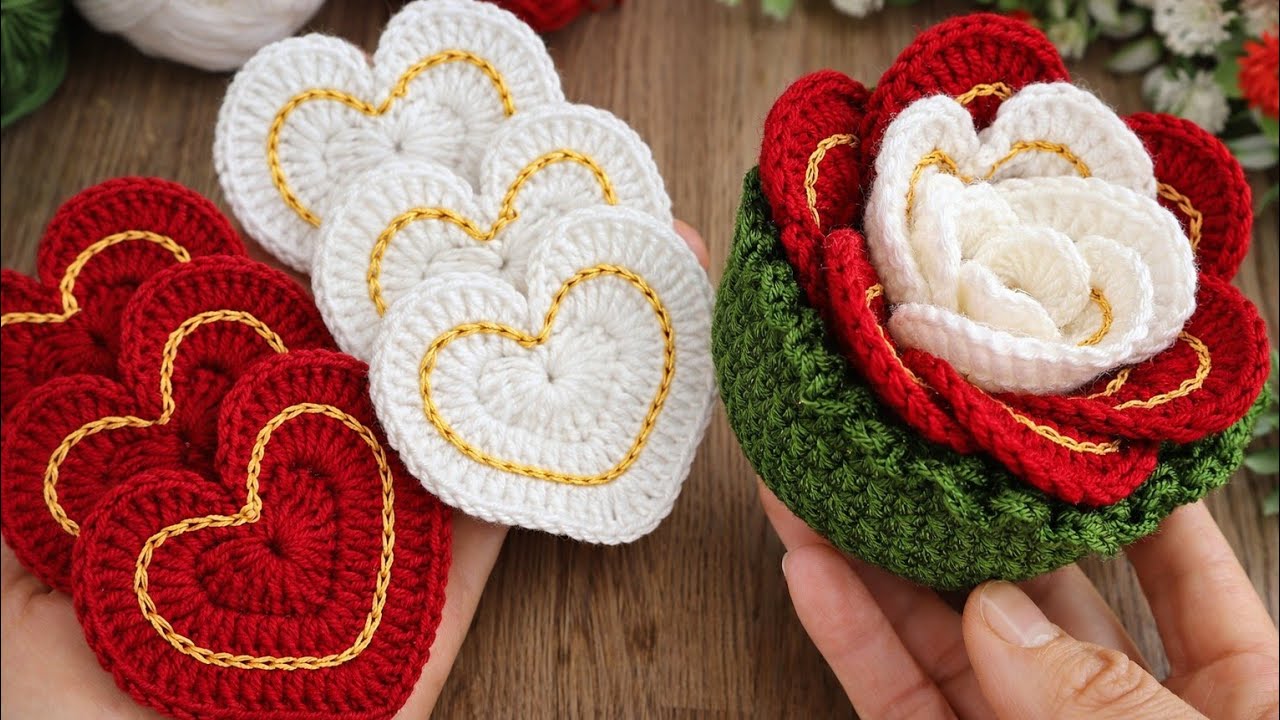 Get Ready to WOW! ❤️ Colorful Crochet Heart Coasters for Coffee Cups | Easy & Profitable 💰