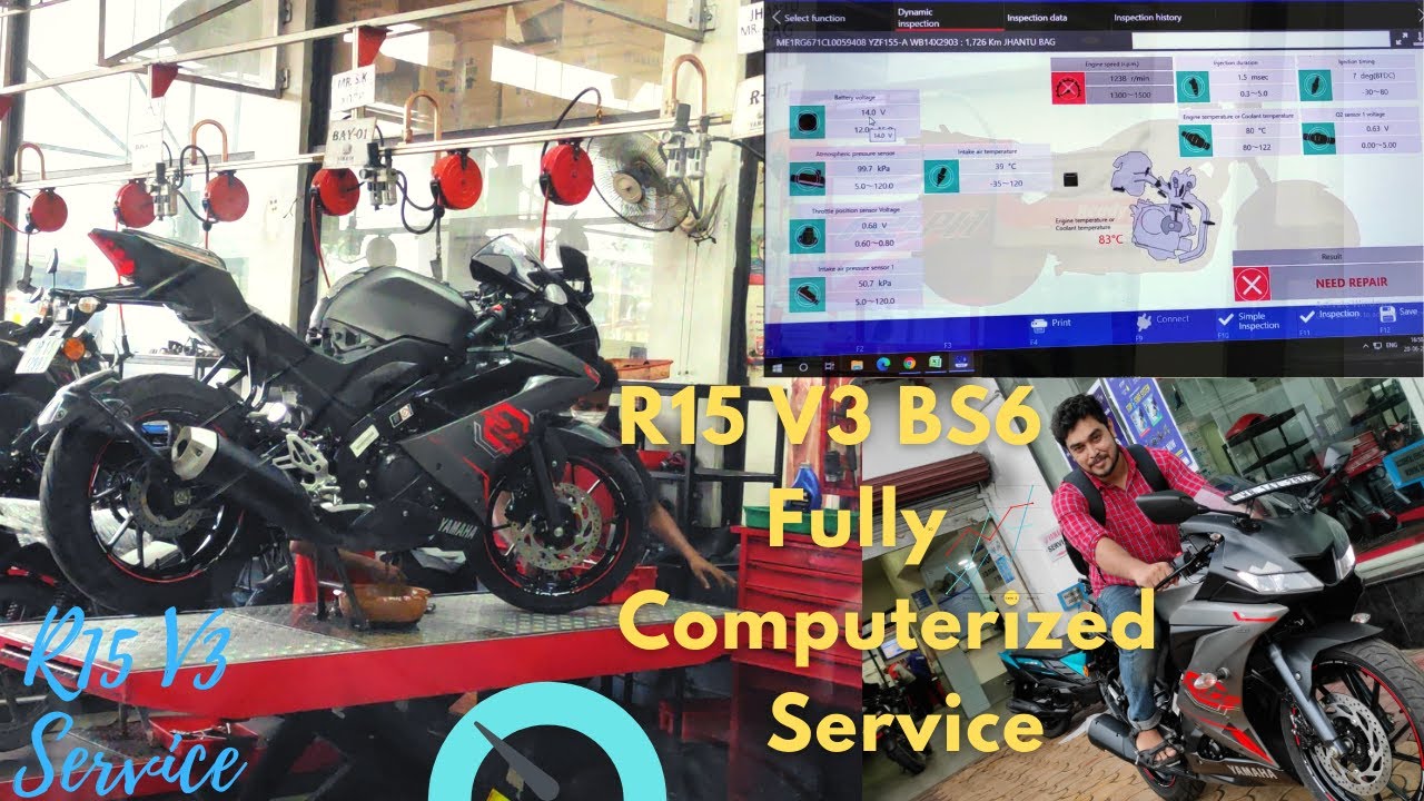 Second Service of My Yamaha R15 V3 BS6 | Fully Free 🖥️Computerized Service | Engine RPM Increasing🔥