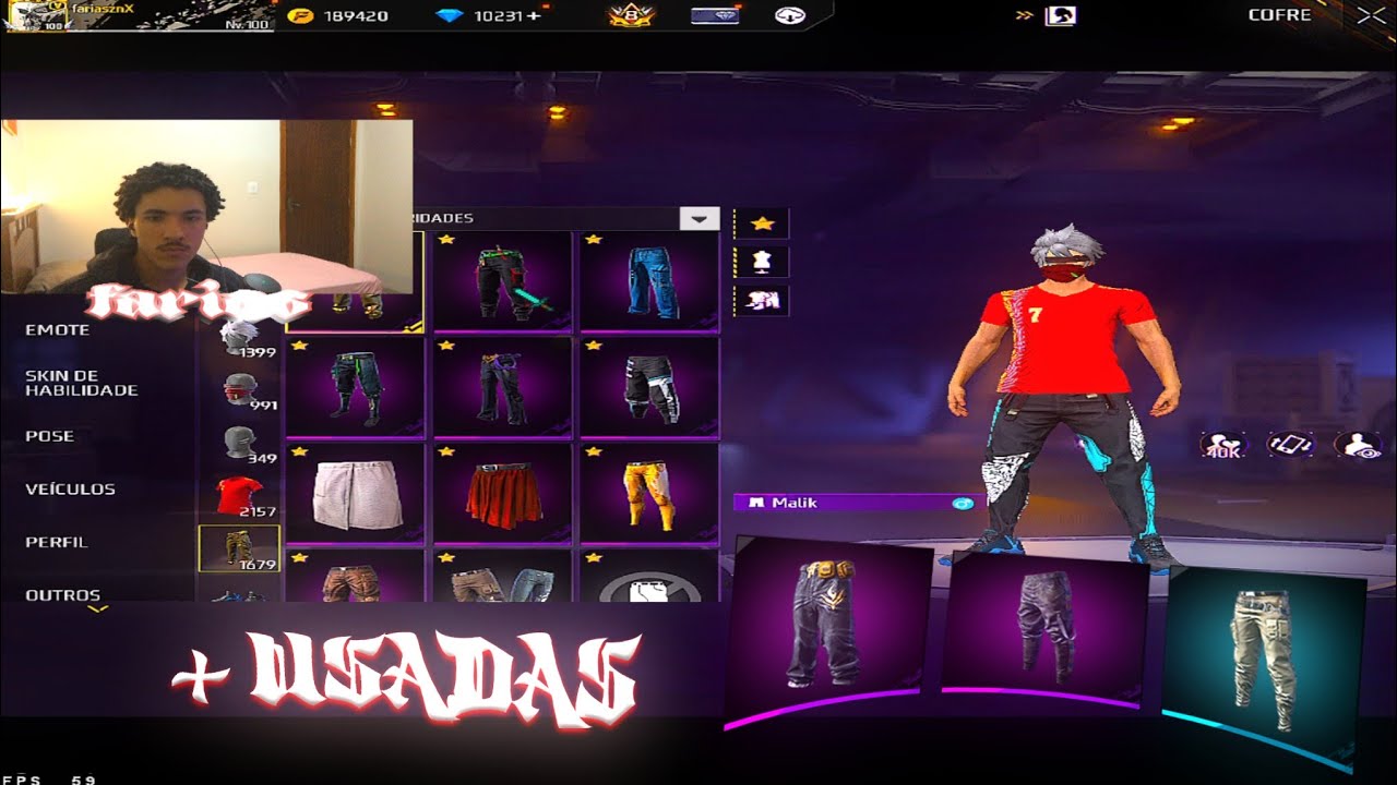 PACK DE TEXTURA! CAL&Ccedil;AS MAIS USADAS NO FREE FIRE!! TEXTURA para MOBILE E EMULADOR!! FARIAS FF