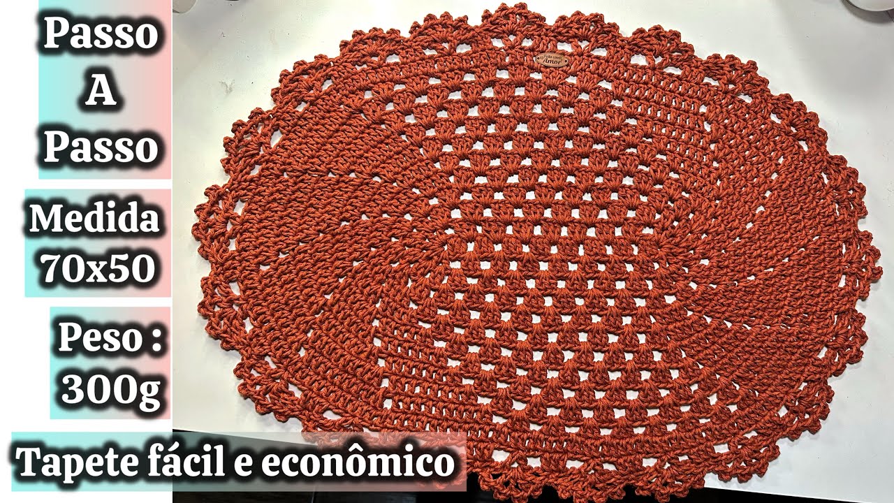 Passo a passo Tapete mega econômico de uma cor só ! Fácil e rápido ! Aninha crochê Redex