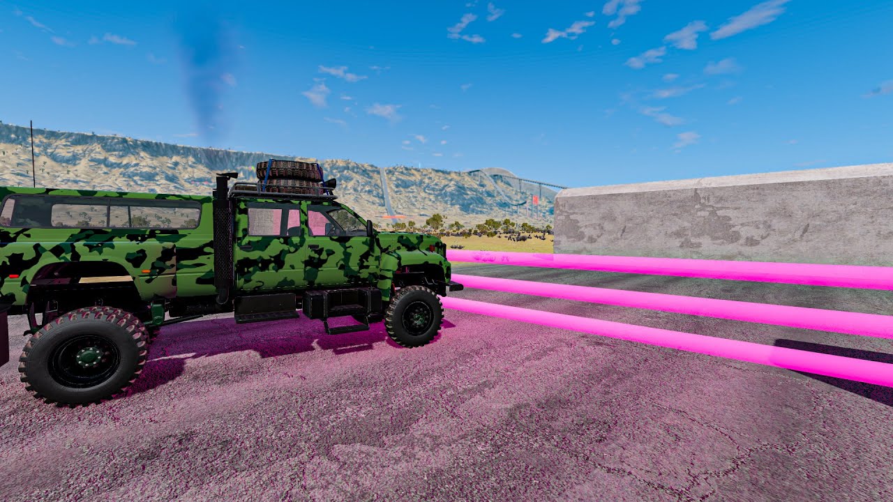 High Speed Car Jump VS High Laser Power - Beamng Drive