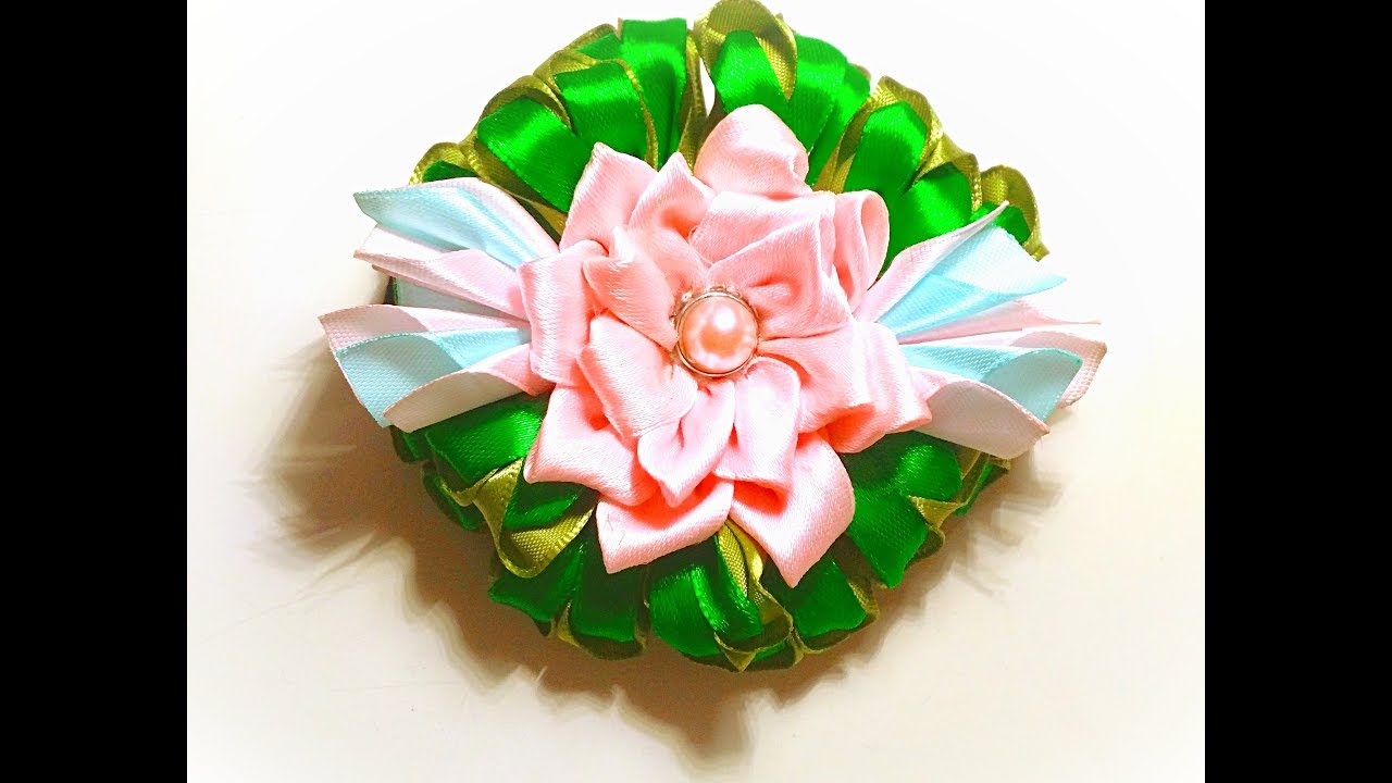 C&Oacute;MO HACER UNA FLOR DE SATEN /КАК СДЕЛАТЬ ЦВЕТОК ИЗ ЛЕНТ/DIY