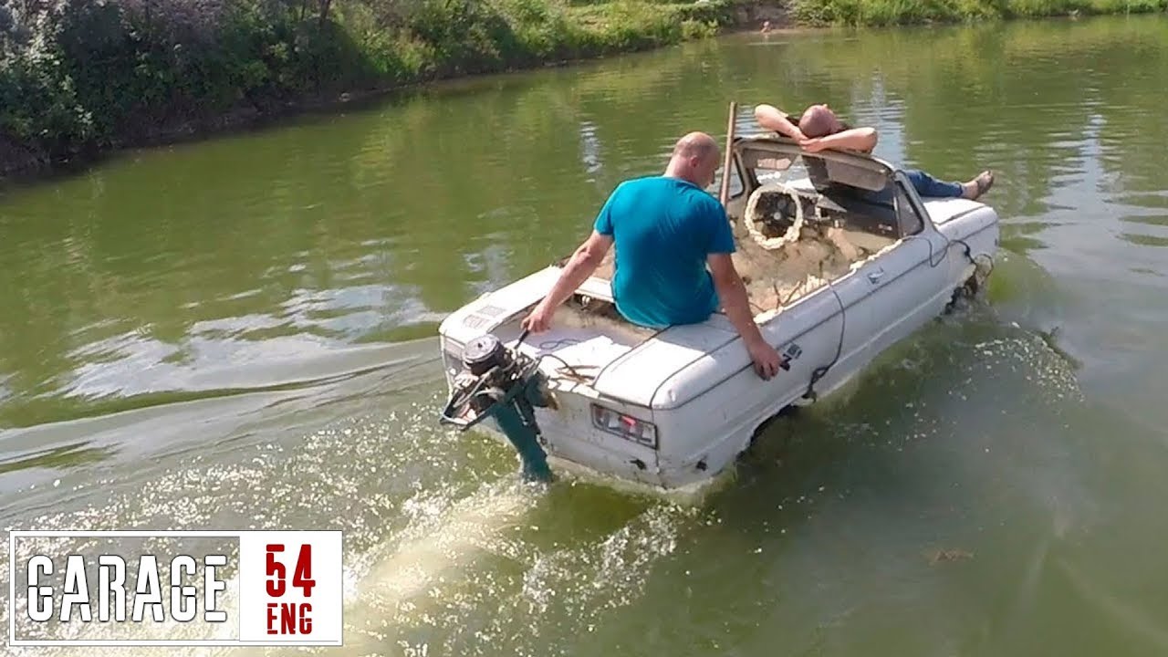 Amphibious car made using polystyrene and construction foam