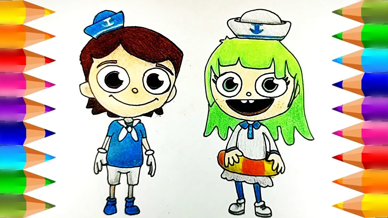 Cómo dibujar y colorear a Paco El Marinero y Luli | Dibujos para niños