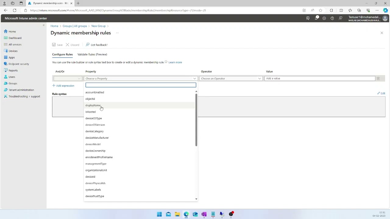 How to create dynamic device security groups in Intune ?