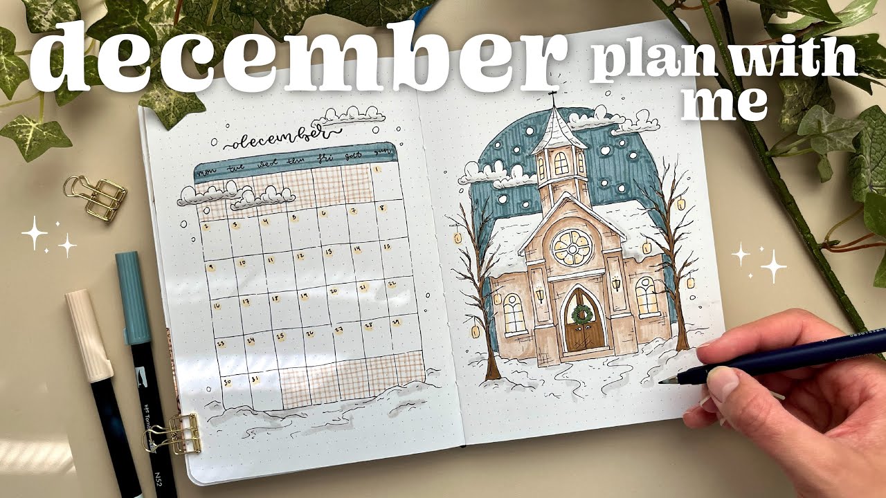 december 2024 bullet journal plan with me 🌨️ ⛪️ ✨ bullet journal inspiration for beginners
