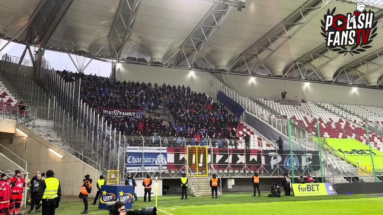 Uprzejmości i doping kibiców na meczu ŁKS Łódź - Ruch Chorzów (17.12.2023 r.)