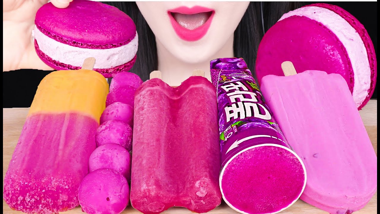 ASMR PURPLE ICE CREAM *BTS ICE CREAM, BIG DIPPIN' DOTS, GRAPE ICE 아이스크림, 구슬 아이스크림 먹방 JANE ASMR 제인