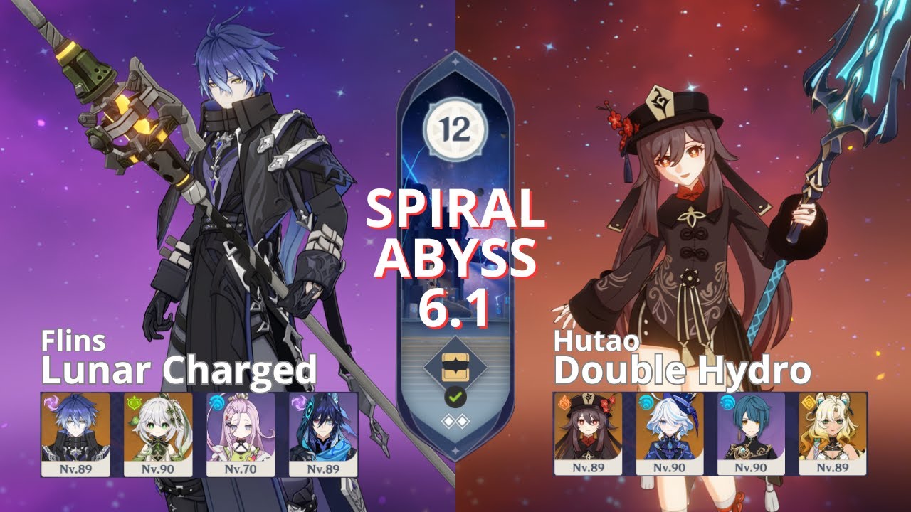 C0 FLINS LUNAR CHARGED & C1 HUTAO DOUBLE HYDRO - SPIRAL ABYSS 6.1 FLOOR 12 - GENSHIN IMPACT