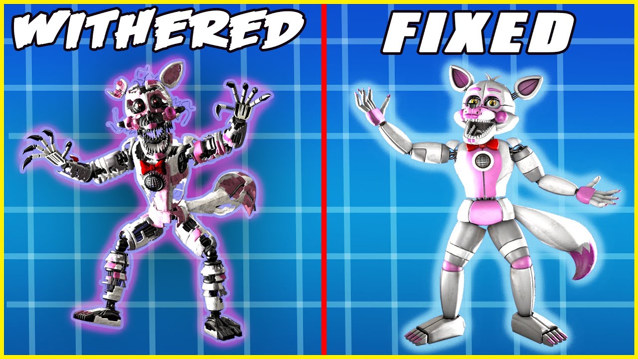 Fixed Vs WITHERED Nightmare Funtime Sister Location Animatronics