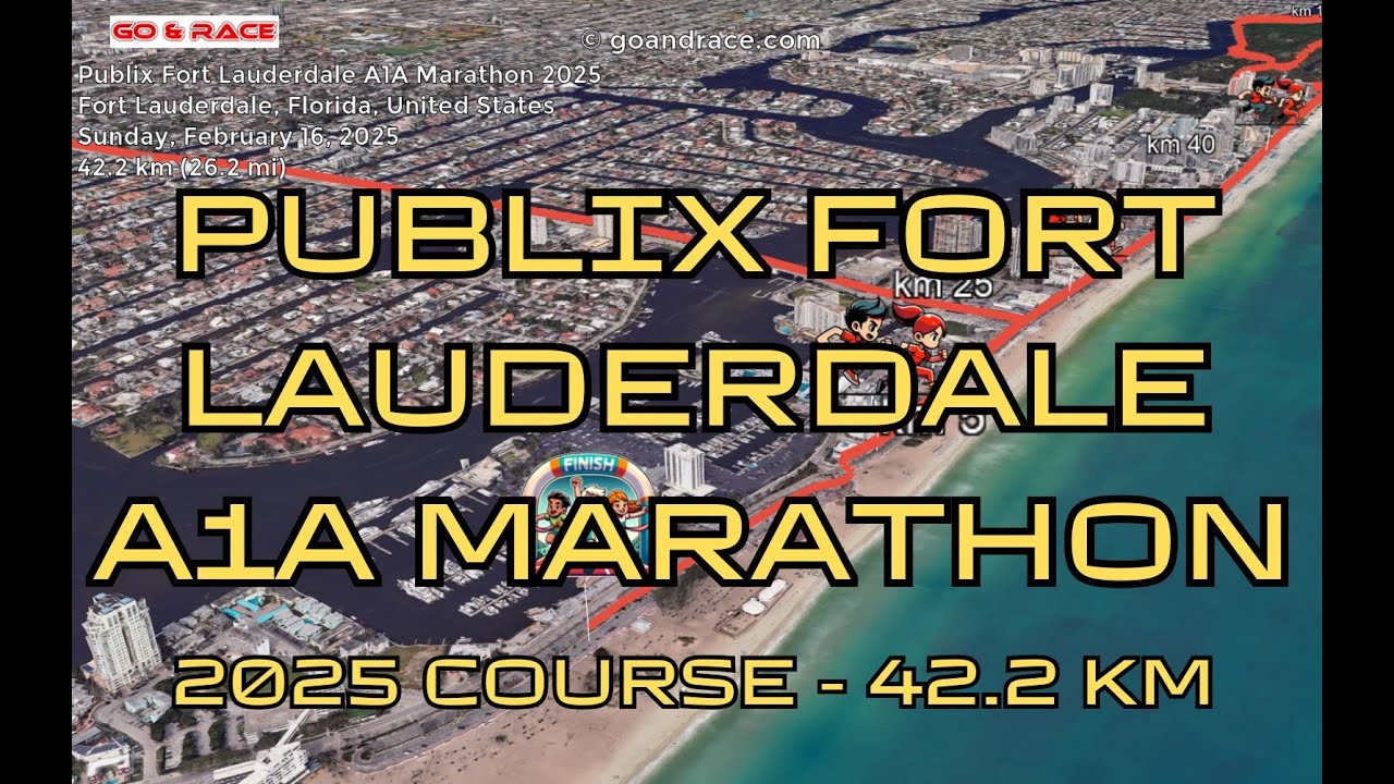 Publix Fort Lauderdale A1A Marathon 2025: fly over the marathon course! Video of the race path.