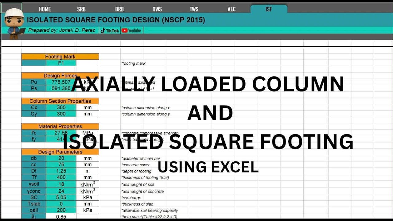 Designing Axially Loaded Column and Isolated Square Footing in Excel (NSCP 2015) 💻🧱
