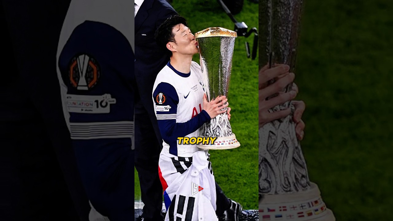 Son Heung-min lifts the Europa League trophy 🏆