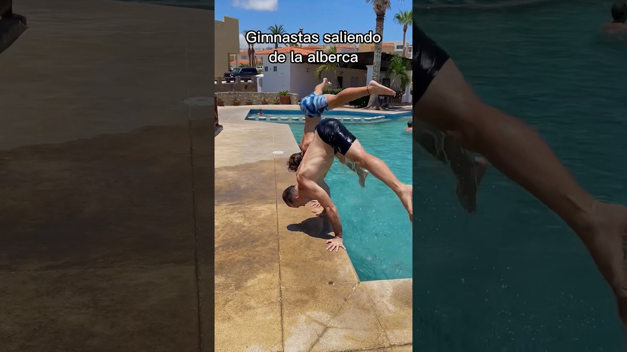 As&iacute; son los gimnastas en la alberca 👀🔥 #acrobacias #gimnasia #hermanos