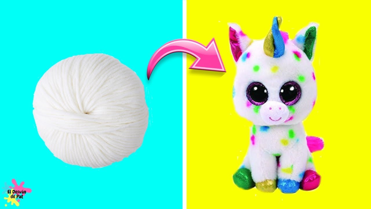 PRECIOSO MINI PELUCHE LLAVERO UNICORNIO HECHO CON POMPONES DE LANA - MANUALIDAD 100% FÁCIL DE HACER
