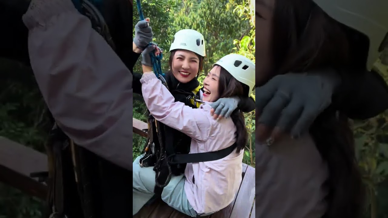 时隔两年媳妇再次玩丛林飞跃 依旧腿抖发软又菜又爱玩#玩的就是心跳 #惊险刺激