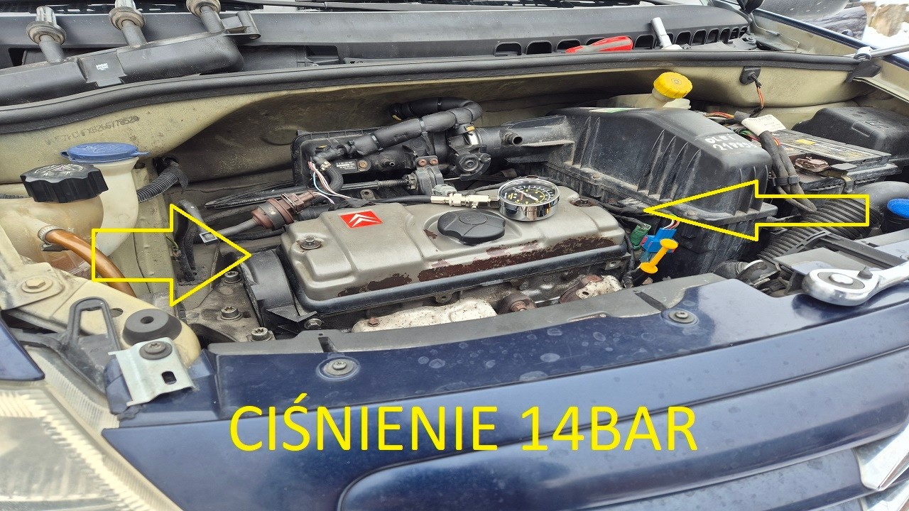 Pomiar ciśnienia na cylindrach. CITROEN C3 1.1