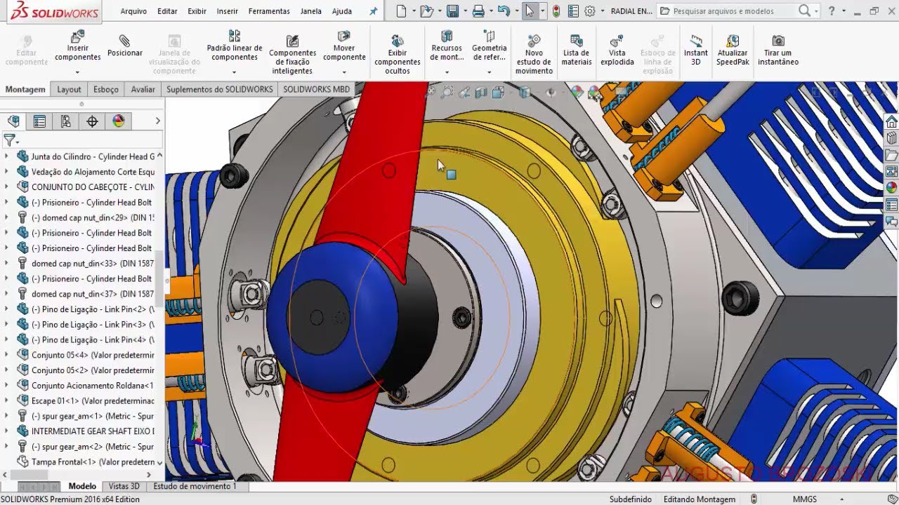 Solidworks Radial Engine Motor Radial Came 09 de 15 Parte 01