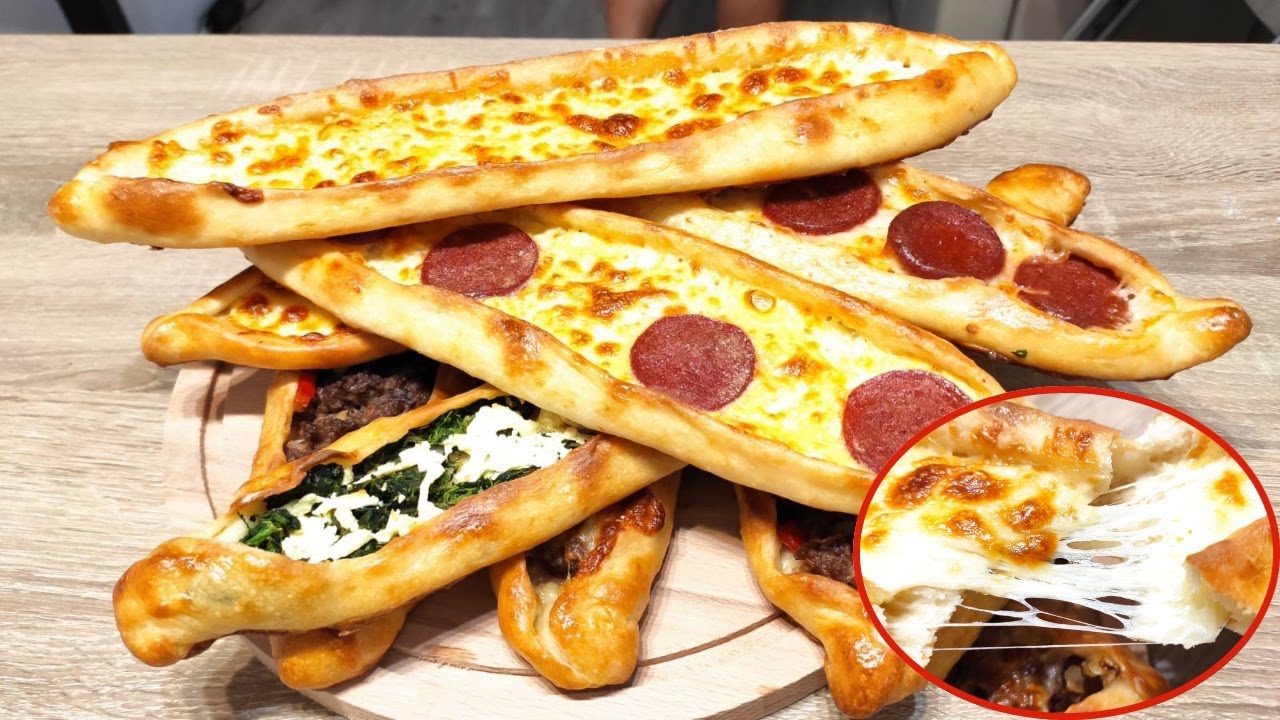 Домашний пиде, вкусный завтрак с мясным фаршем или желтым сыром