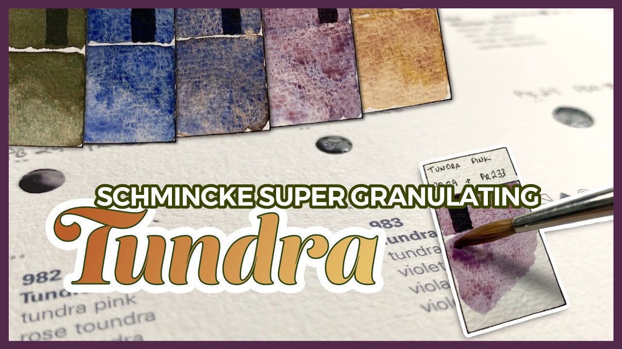 Schmincke Super Granulating TUNDRA Watercolour dot card - Swatch and pigment break down