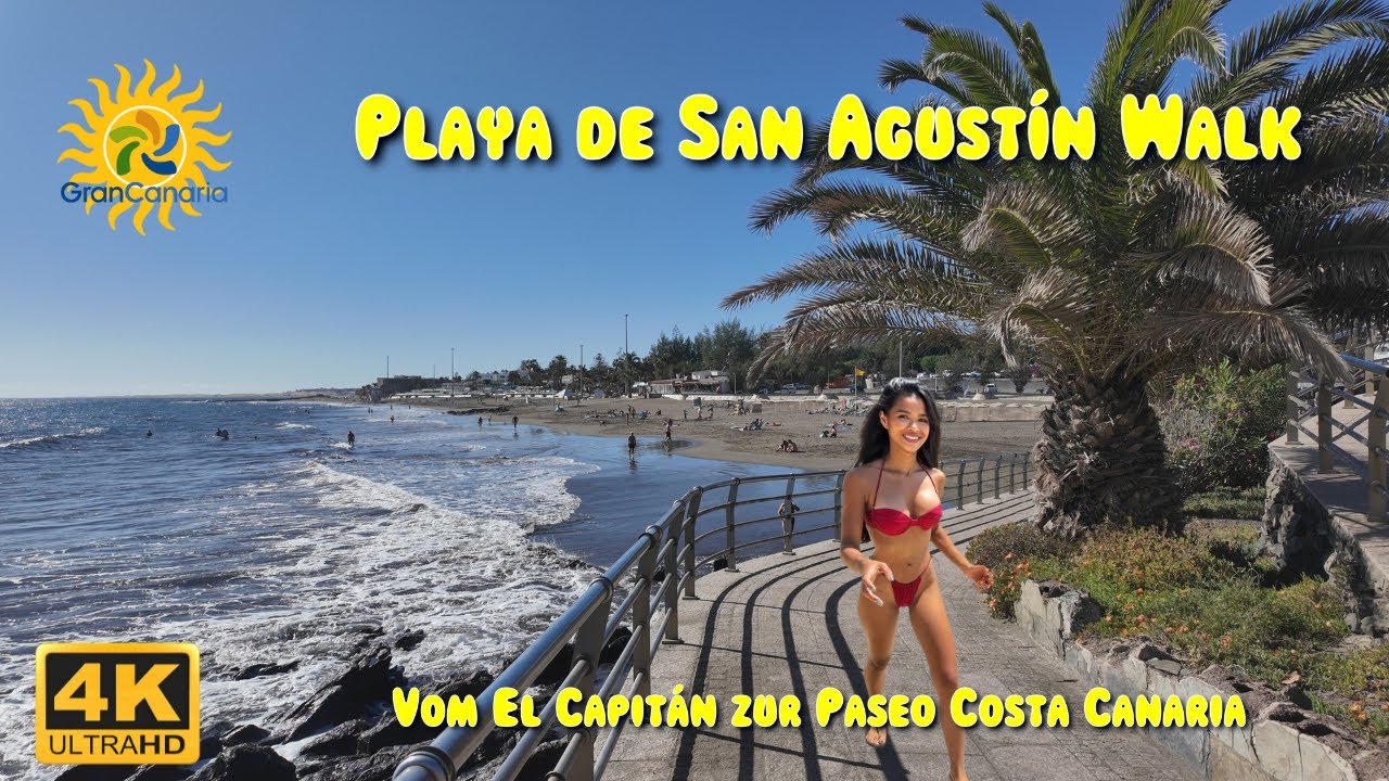 ☀️🌴Playa de San Agustín Walk 🇪🇸 | Vom El Capitán zur Paseo Costa Canaria (4K)
