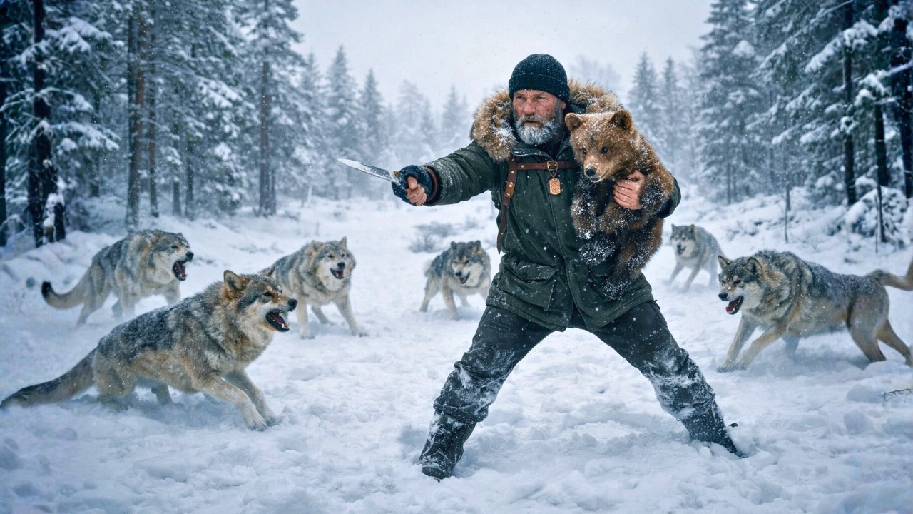 Rodeado por una manada de lobos, salvó a un osezno… y años después eligió quedarse con él