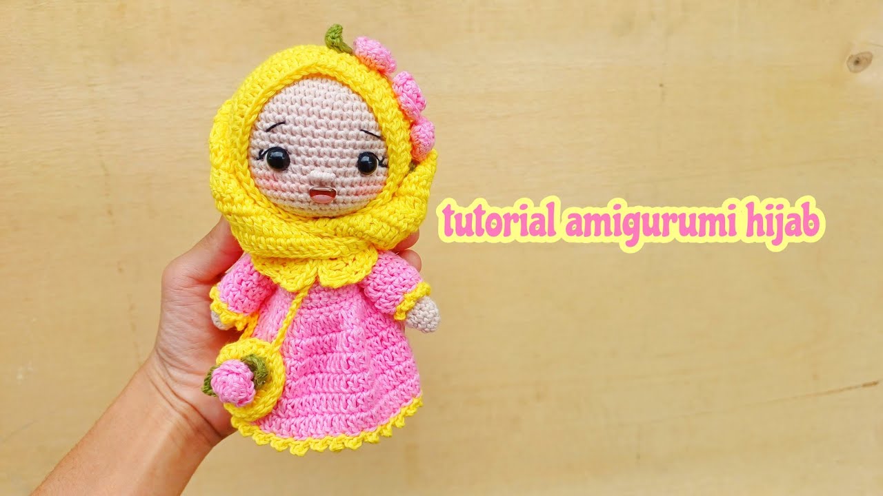 tutorial amigurumi hijab doll / diy/ how to crochet / hijab, dress, bag