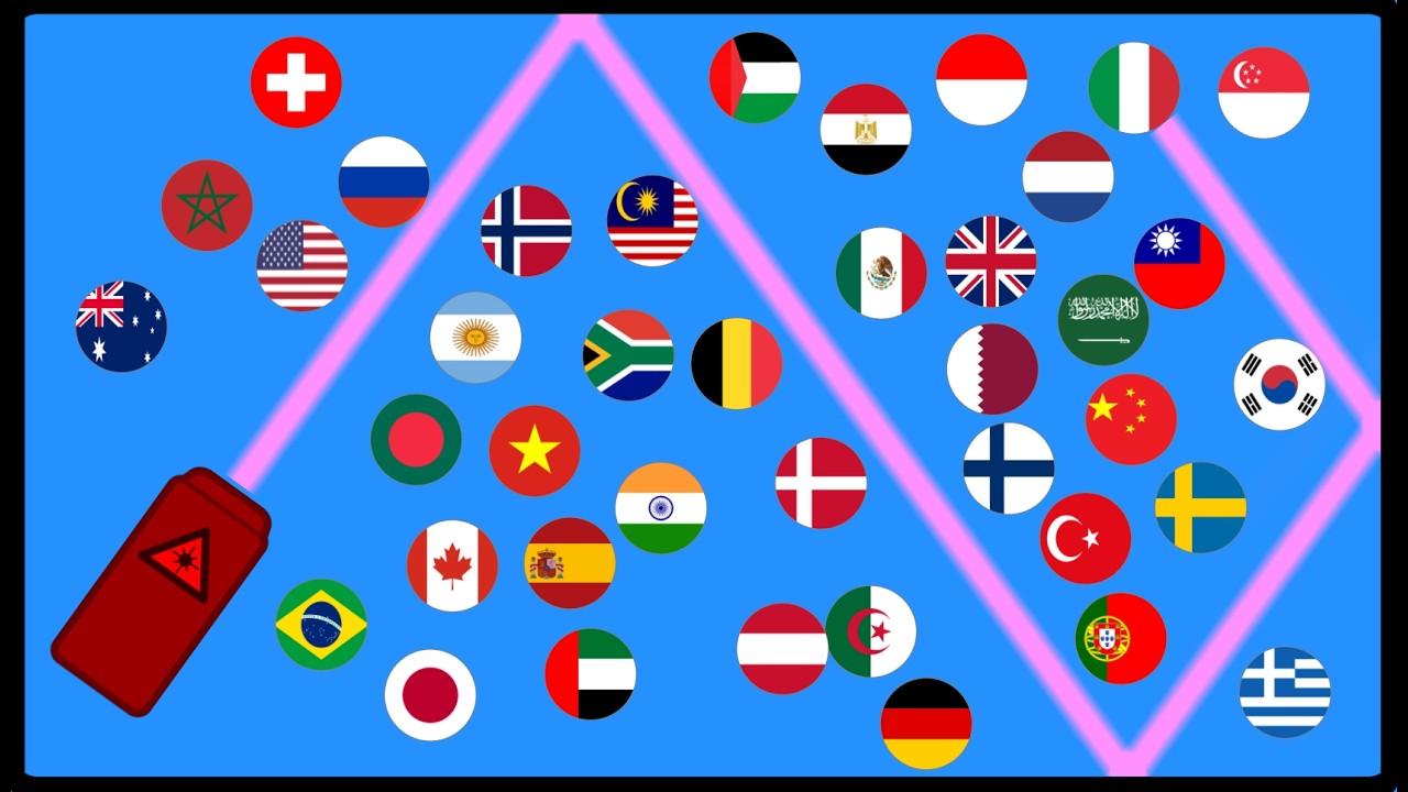 40 Countries Marbles Race – Only ONE Country Wins! #CountriesMarbleRace