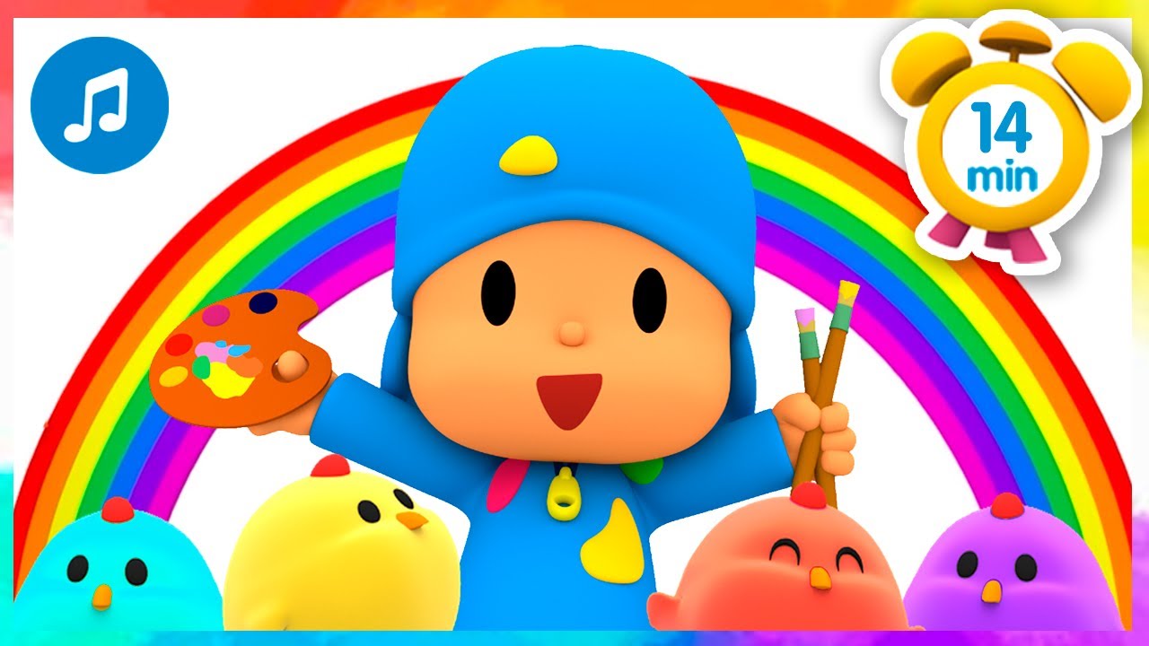 🌈 Aprenda com Pocoyo: cores + MÚSICA INFANTIL [ 14 min ] Desenhos animados para Crianças - Pocoyo