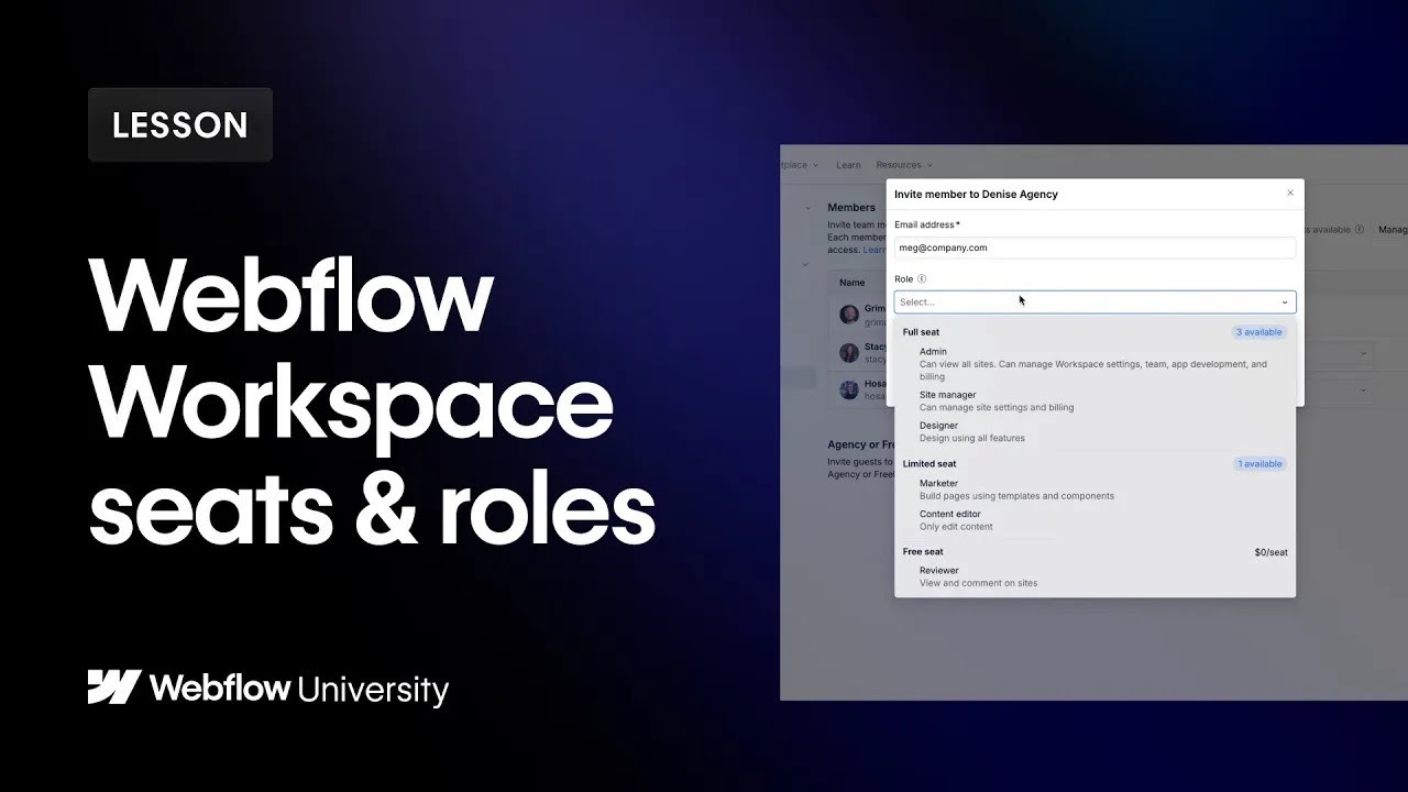 Рабочие места и роли в Webflow – руководство.