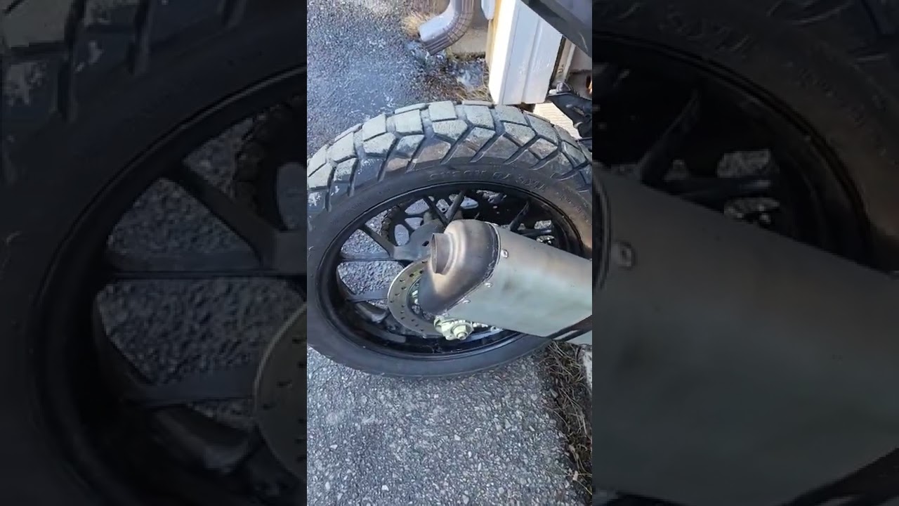 Ktm 390 Adventure stock exhaust without db killer.