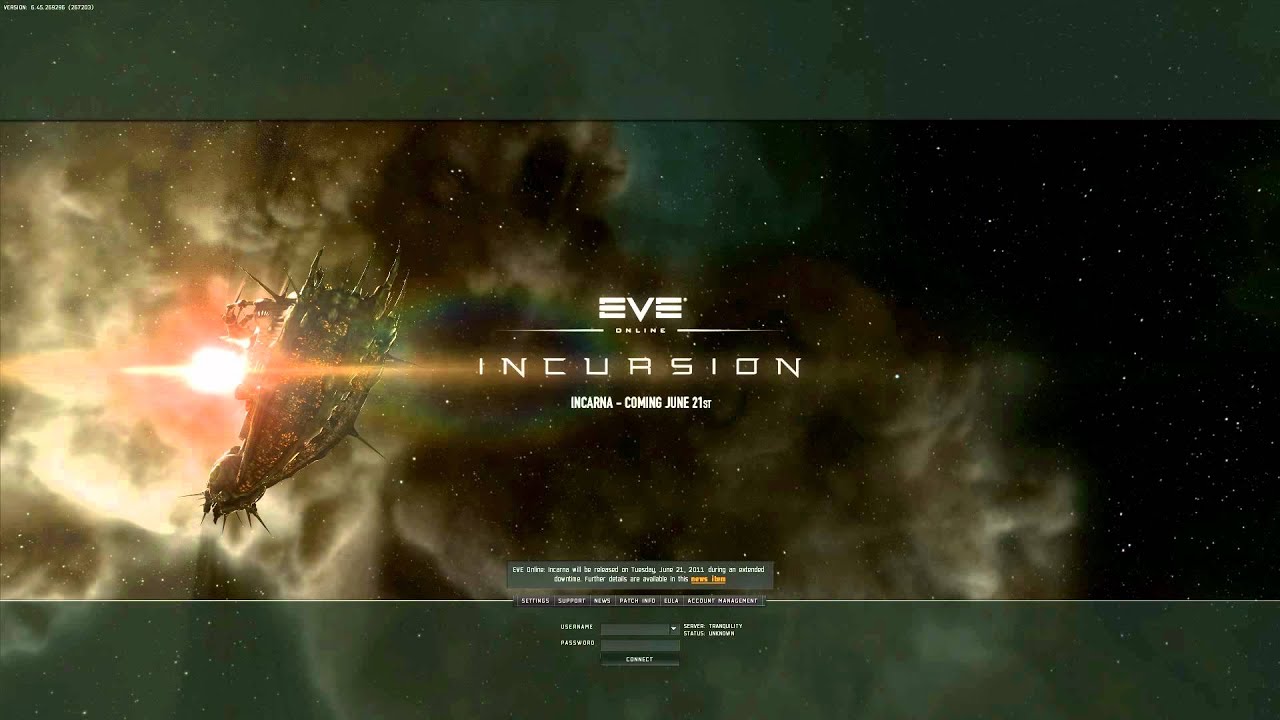 Incursion login screen