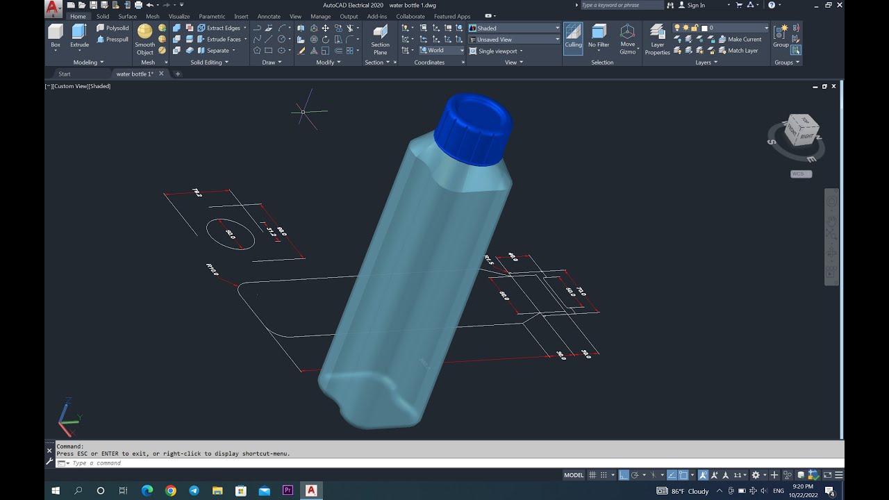 Autodesk, AutoCAD 3D, How to drawing water bottle
